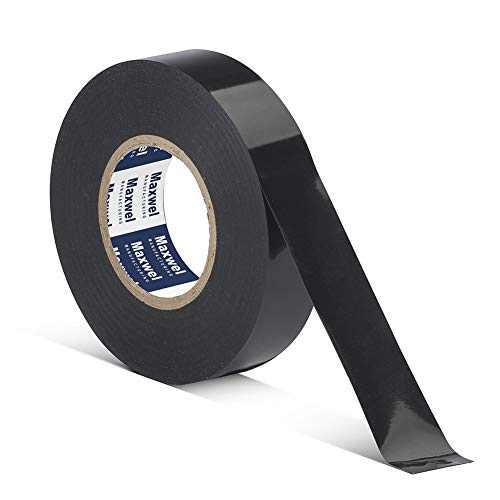 Safety Vinyl Black Electrical Tape - 0.71 in x 59 ft x 1 Roll, Professional PVC Electric Tape, Flame Retardant, High Temperature Resistance, Weather Resistant, RoHS2.0 | by Maxwel