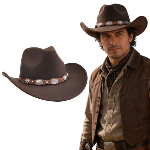 EIYVUAL Cappello Cowboy Similpelle, 1 Pezzi Cappello da Cowboy per