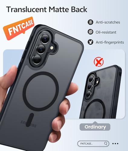Image of FNTCASE for Galaxy A37 5G Phone Case: Samsung A36 5G Case [Compatible with Magsafe] Matte Translucent [Screen Protector] Military Grade Protection for Samsung A37 & A36 Cases - Black