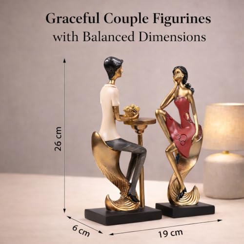 Image of ARMONIA Romantic Decorative Couple Figurine Set |Showpiece for Home Decor|Resin Statue| Elegant Sculpture for Anniversary,Valentine's Day,Wedding&Gift Items 26cm