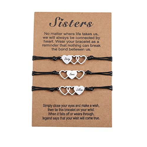 MunkiMix Nom Personnalisé 2/3/4 / Pcs Best Ami Bracelets Amitié Correspondant à Distance de Bracelet Cardiaque Cadeaux pour SœUrs Adolescents Cover