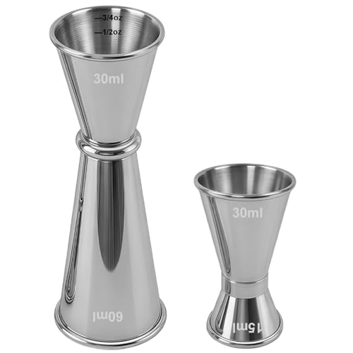 SELMAIDY 2-Pack Cocktail Jiggers Set, Premium 304 Stainless Steel Double-Sided Bar Jigger Tools (0.5oz/1oz + 1oz/2oz)