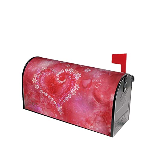 Valentine Mailbox Covers Magnetic Standard Size 21\" Lx 18\" W Romantic Heart Flower Mailbox Cover Mailbox Wraps Mailbox Decals Post Letter Box Cover for Holiday Garden Yard Decor - Thumbnail 3