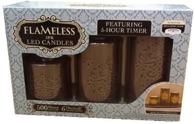 Flameless LED Candles - 3PK, 5-Hour Timer, Realistic Wick & Unscented Wax