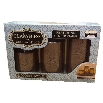 Flameless LED Candles - 3PK, 5-Hour Timer, Realistic Wick & Unscented Wax