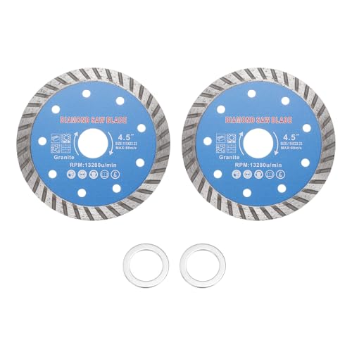 Lame de scie diamant 114mm disque de coupe bleu avec anneau 20mm pour meuleuse et scie lot de 2