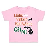 [Moniall] Custom Toddler T-Shirt Lions and Tigers Red Wings Oh My Cotton Boy & Girl Clothes Funny Graphic Tee Soft Pink Design Only 5 6T