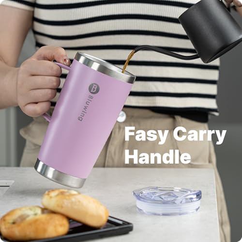 Image of 20 oz Insulated Tumbler with Handle Stainless Steel Travel Coffee Mug with Lid and Straw, Double Wall Tumbler Cups for Women and Men, BPA Free (Canyon Red)