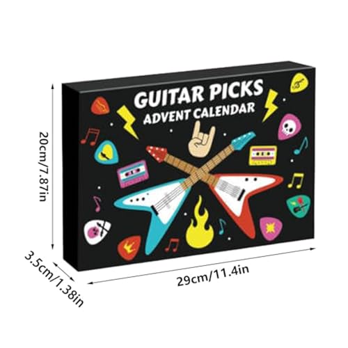 Boîte à Médiators Guitare En Bois Acacia Avec 3 Médiators En Bois D'olivier - Forme Guitare Gravée, 3 Compartiments - Cadeau Pour Guitariste