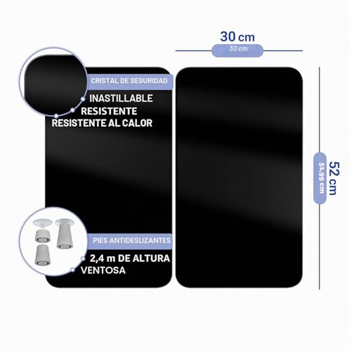 Miniatura 6 de Wenko Placas Protectoras Para Cocina Mod Negro, Ajustable En Altura Para Todo Tipo De Cocinas, Tabla De Cortar Y Protector Contra Salpicaduras, Vidrio, 30 X 52 Cm, Juego De 2
