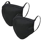 ililily Black Cotton Washable Face Mask Reusable Filter Pocket Fashion Shield (Black)