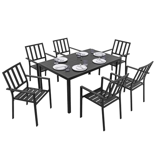 Outsunny 7 Pieces Garden Dining Set with Stackable Chairs