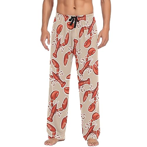 Pantalon de pyjama d'été homme multicolore au motif homard rouge original