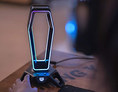 Trusyo Audio The Portal Usb 3.0 Headset Stand With Dual Rgb Lights, 3 Usb Charger Ports, A Headphone Holder For Wired Or Wireless Headphones, Great For Gaming Stations. A Gaming Accessory. #TOP3