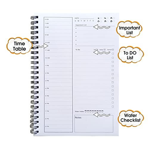 Cheneyboo Daily Planner Undated, To Do List Notebook With Hourly Schedule Goal Planner, Set Clearly Goals Increase Productivity, 120 Pages ,5.7"X 8.4", Black #TOP3