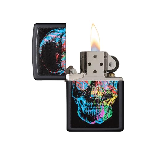 Encendedor Zippo Colorful Skull Negro Mate miniatura 4