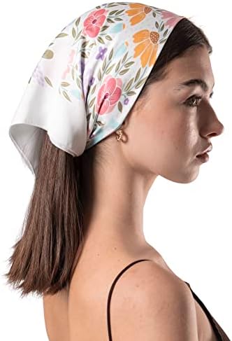 Catholic Veil Head Scarf - Bandana Style Chapel Veils Catholic Mass - Marian Floral Mantilla for Church - Catholic Veils for Women Mass - Velos Para Ir a la Iglesia (White)