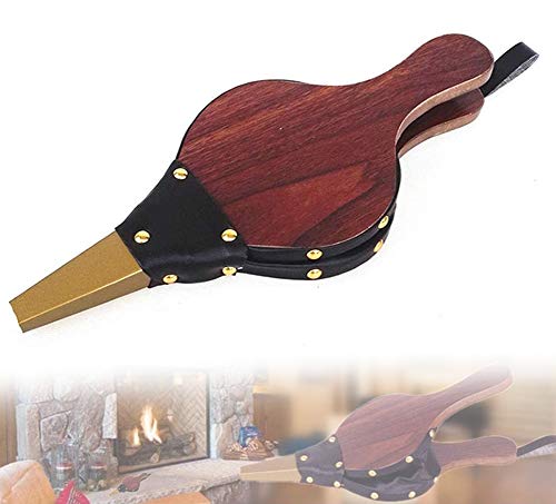 NANANA Fireplace Fuelle de Chimenea de Madera Grande Soplador de Aire de Fuelle de Mano de Fuelle con Correa de Piel, Ideal para Barbacoa, Chimenea y Estufa de Leña, 30.5x12.5cm
