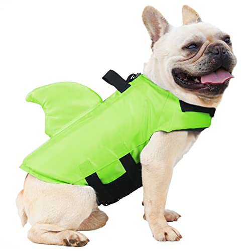 FONLAM Dog Life Jackets High Visibility Pet Safety Vests Puppy Swimsuit Small and Medium Dogs Lifejackets Swimming Vacation Shark (X-Small