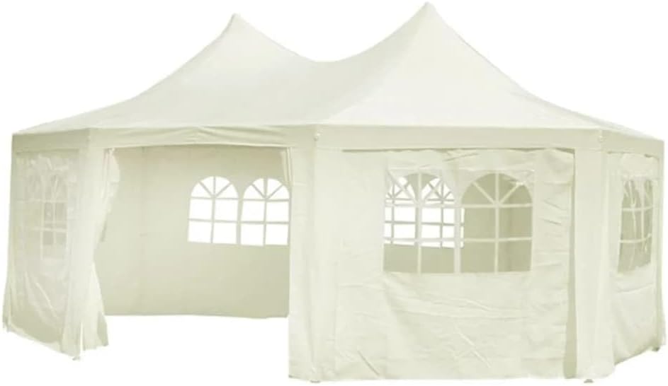 vidaXL Gazebo, Octagonal Canopy Tent with Sidewalls, Patio Pavilion with Steel Frame, Wedding Party Tent for Garden Backyard Beach, Cream