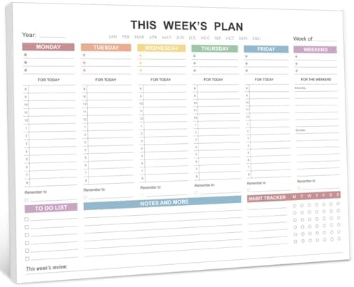 Weekly Planner Undated - Tear Off Weekly To Do List Notepad with ...