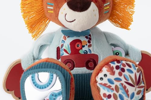 Peluche de Actividades Jack el León interactivo con espejo timbre y papel 4