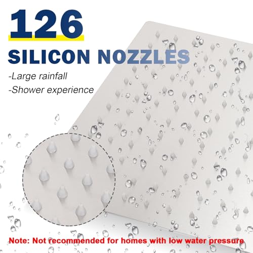 NearMoon Rain Shower Head, High Flow Stainless Steel Rainfall Shower, High Pressure Design, Awesome Shower Experience Even At Low Water Flow (12 Inch Rectangle, Brushed Nickel)