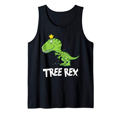 Tree Rex T-Rex Dino Pun Funny Christmas Dinosaur Camiseta sin Mangas