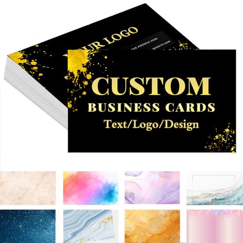 Custom Business Cards,Tarjetas Para Negocio Personalizadas,Personalized Business Cards with Your Logo/Image/Text,Double Sided Printable Waterproof Custom Business Cards for Small Business.