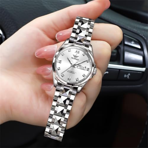 Image of OLEVS Automatic Womens Watch Mechanical Calendar Watches Diamond Fashion Waterproof Female Wrist Watch