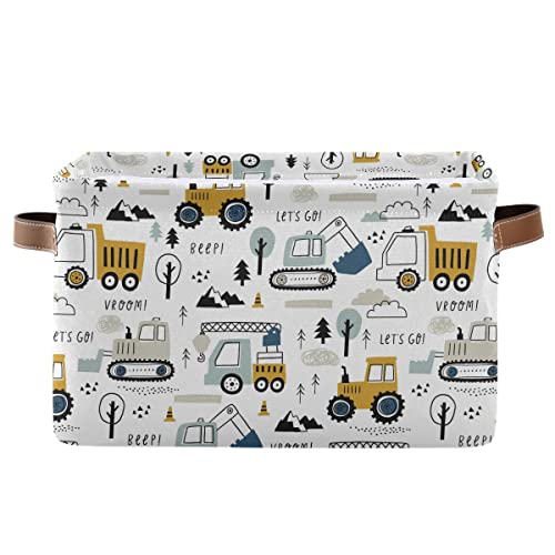 Wamika G304152634 Excavator Truck Toy Storage Basket Fabric Kitchen Baskets Cars Boys Toys Open Home Storage Bins Boxes Foldable Organizer Bag cover