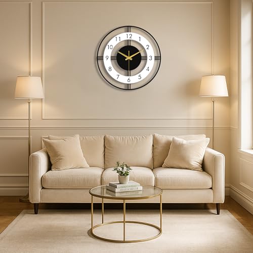 Image of Auromin Designer Big Wall Clock for Living Room Stylish Modern | Silent Wall Clock for Bedroom | Luxury Premium Fancy Antique Unique Metal Wall Watch for Hall Big Size
