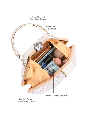 Image of TOOBA Handicraft Women's Beautiful Bling Box Clutch Bag | Evening Bag, Bridal Purse & Party Handbag | Wedding & Special Occasion Clutch (Mix Pyramid)