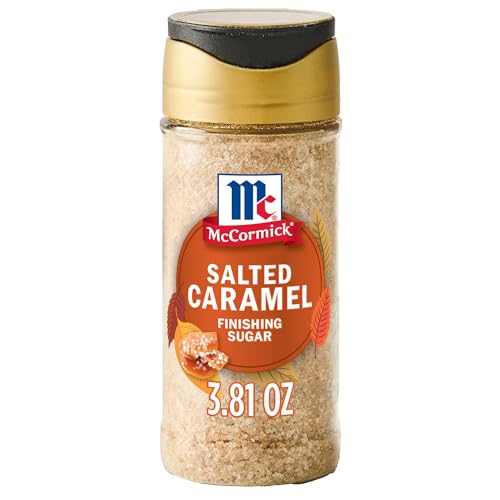 McCormick Finishing Sugar, Salted Caramel, Limited Edition, Creamy Caramel Flavor with a Touch of Salt, For Coffee, Ice Cream, Brownies, Popcorn, Hot Cocoa, and More, 3.81 oz