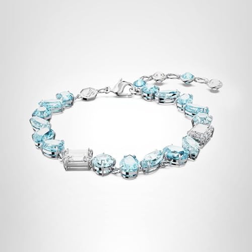 Swarovski Gema Soft Bracelet, Blue Crystals, Mixed Cuts, on Rhodium Finished Band, Part of the Swarovski Gema Collection - Thumbnail 6