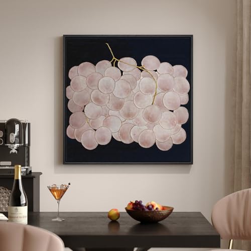 Framed Modern Abstract Pink Square Wall Art for Kitchen, Neutral