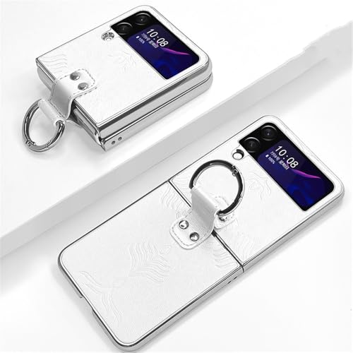 Housse cuir blanc Samsung Galaxy Z Flip 4 protection anneau élégante
