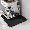 LIMNUO Coffee Mat Hide Stain Rubber, Coffee Maker Mat for Countertops, Backed Absorbent Dish Drying Mat for Kitchen Counter (12″x16″, Black)