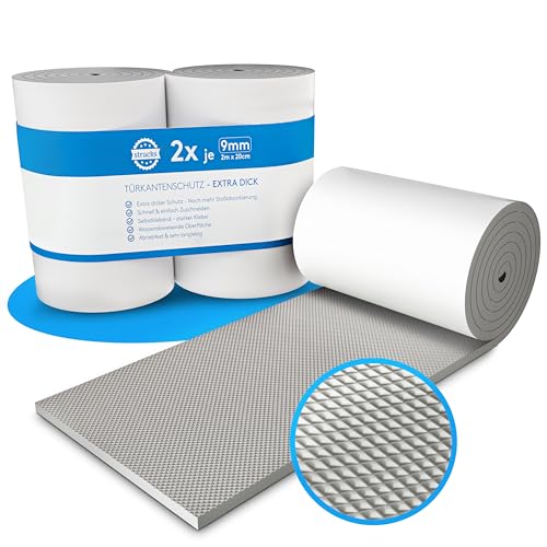 STRACKS® 2X Garagen Wandschutz je 2m x 20cm – 9mm Extra Dicker Türschutz – Für Ihr Auto und die Garagenwand – Selbstklebender Türkantenschutz – 2 Rollen - grau