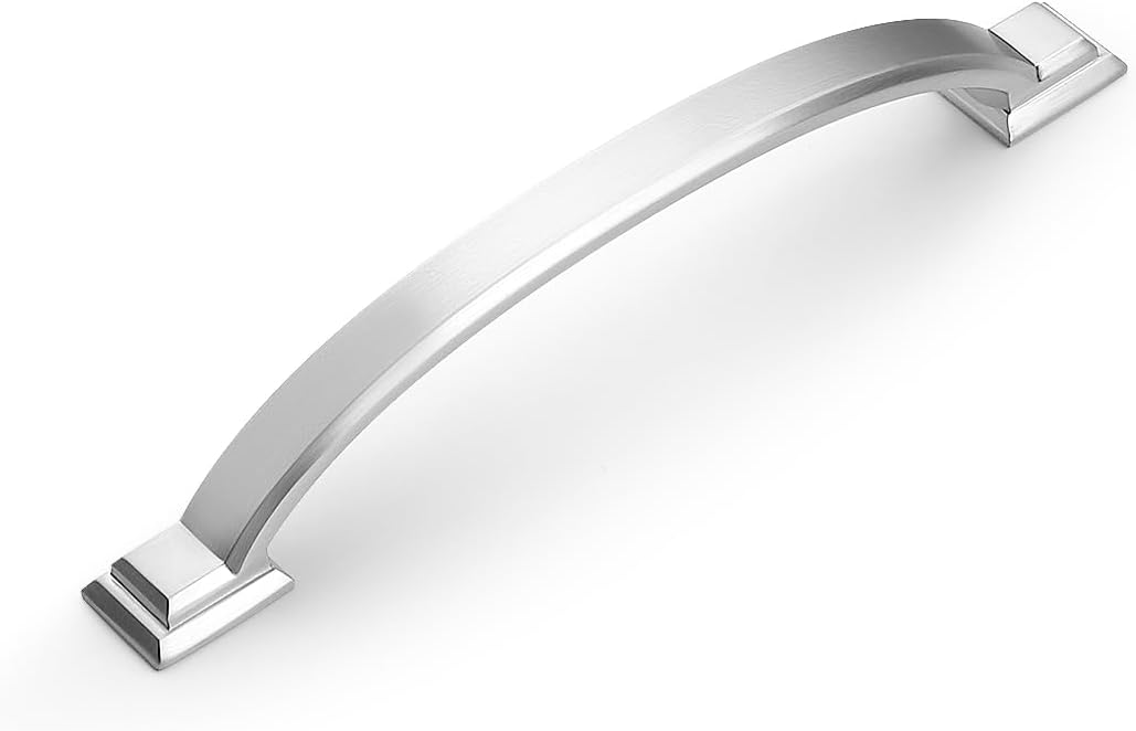 5 Pack 5 Inch (128mm) Satin Nickel Cabinet Pulls - Brushed Nickel Zinc Alloy Drawer Handles for Kitchen Cabinets & Dressers, Durable Arch Cabinet Hardware