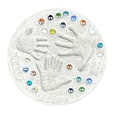 DIY Handprint Gift Kit, Large DIY Handprint Stepping Stone Kit, Indoor Outdoor Family Keepsake Craft Gift, Family Keepsake Art Gif𝐭, Includes 1 Mod, 26 Letter Stamps, and Colored Stones (14in)