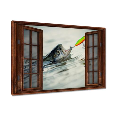 Peinture imprimée sur toile 120 x 80 cm Truite sur le crochet H9796M pour décoration murale