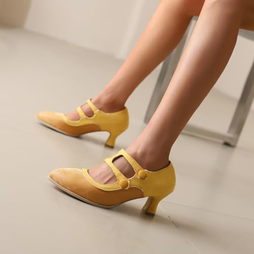 Women's Vintage Mixed Colors Oxfords Pumps Elegant Block Heel Double Strap Brogue3