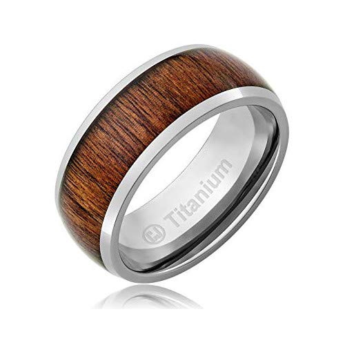 UrbanBijoux Bague Anneau Alliance Mariage Homme Titane Bande imprimé Bois teinté - 62, Titane