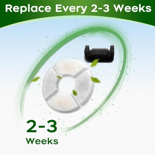 Image of Cat Water Fountain Filter Replacement, 8 Round Carbon Filters and 4 Upgraded Pre-Filter Sponges for Wonder Creature 81oz /2.4L Round Stainless Steel Top Cat Fountain