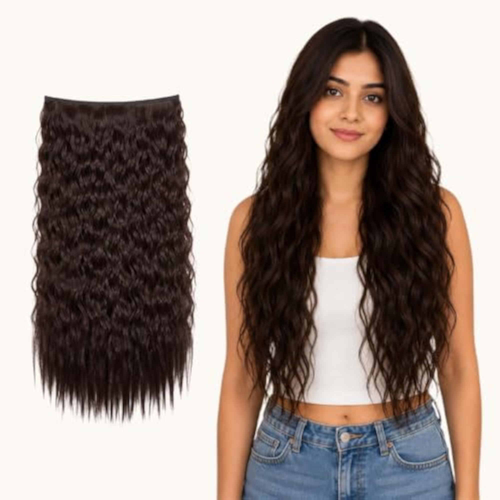 5 Clip Super Long Kinky Curly Hair Extension for Women