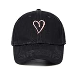 Cute Baseball Caps for Women Men Stylish Cute Hats for Women Trendy Heart Hat Adjustable Summer Cap Black with Pink Heart