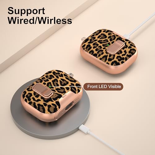 Image of for Apple AirPods Pro 3 Case 2025 with Safety Lock & Foldable Phone Stand | Double Drop Protection,Two-Piece Design, Airpod Pro 3 Case with Keychain & Cleaner Kit, Support Wireless Charging, Leopard