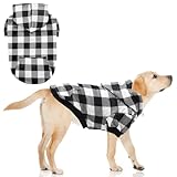 KOOLTAIL Plaid Dog Hoodie for Small Medium Large Dogs - Pet Clothes Sweater with Hat and Pocket for Cold Weather Winter, Warm Soft Hooded Sweatshirt Coat Outfit for Puppy Cats Girls Boys White L