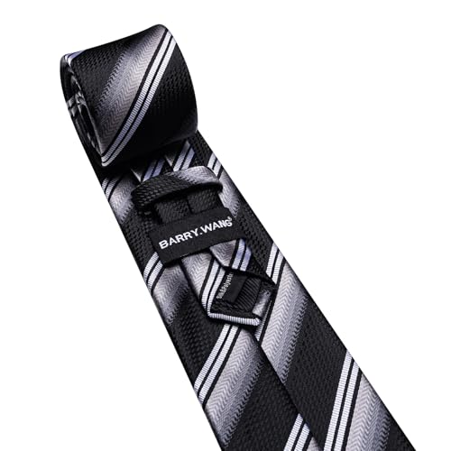 Image of Barry.Wang Mens Tie Set Plaid Check Neckties Formal Business Wedding Luxury Pocket Square Cufflinks